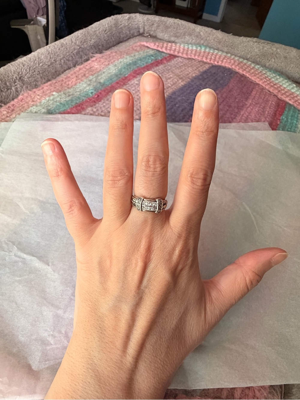 Judith Jack Sterling Silver Ring with Clear Crystals